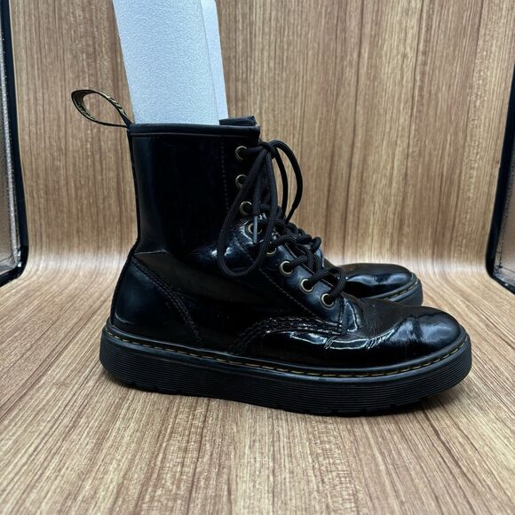 Dr. Martens Shoes - Dr Martens Black Zavala Boots Patent Leather Women's Size 7‎ Mens Size 6